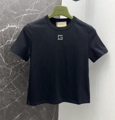 gucci hot diamond G letter round neck short-sleeved T-shirt