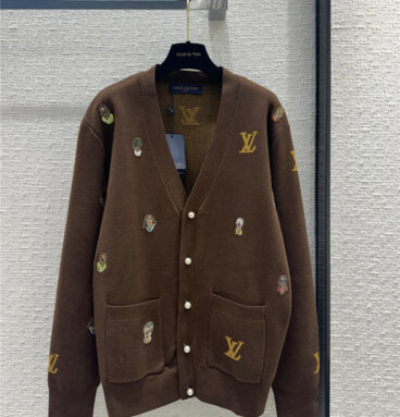 louis vuitton LV chocolate knitted cardigan