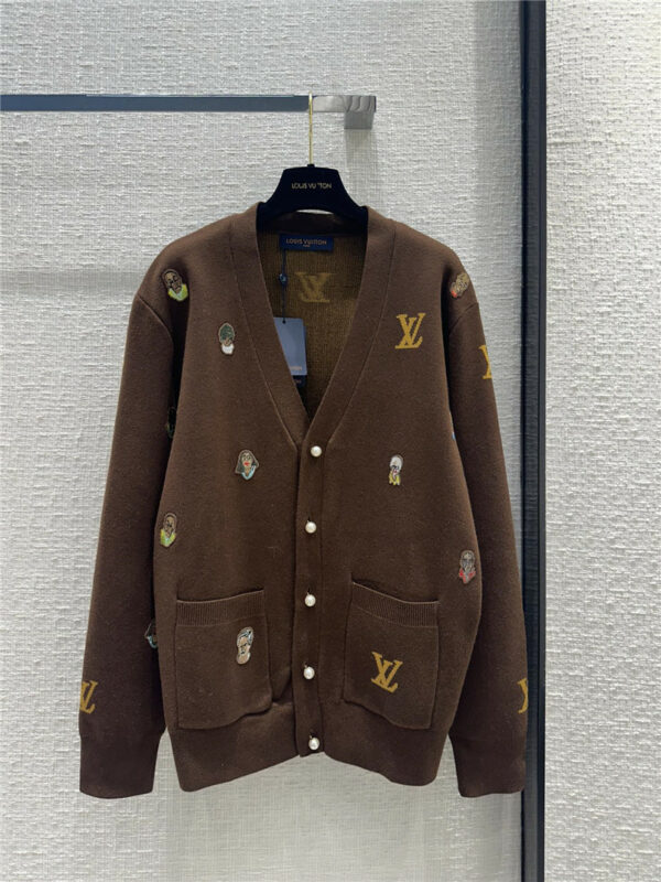 louis vuitton LV chocolate knitted cardigan
