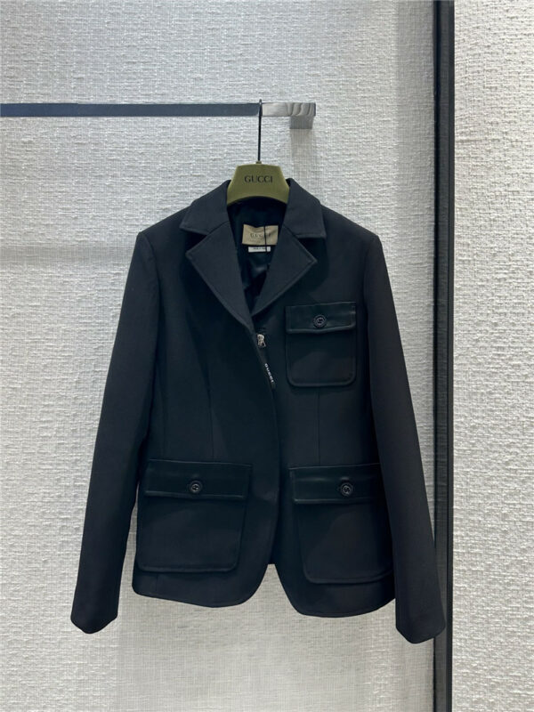 gucci pocket paneled black mini suit