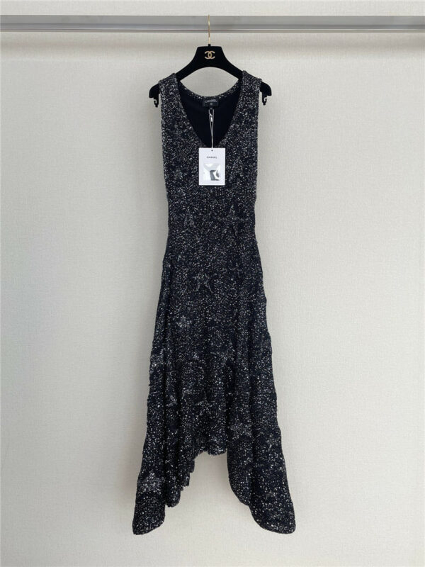 chanel five-pointed star jacquard dress