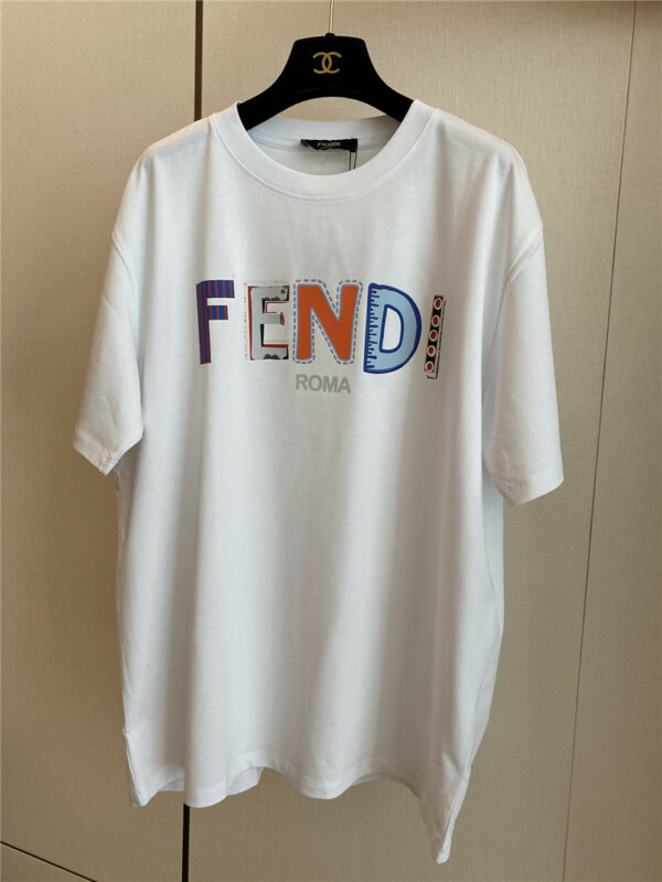 fendi new candy color letter short sleeves