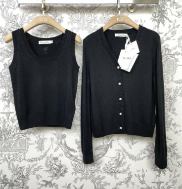 dior new knitted cardigan vest two-piece set