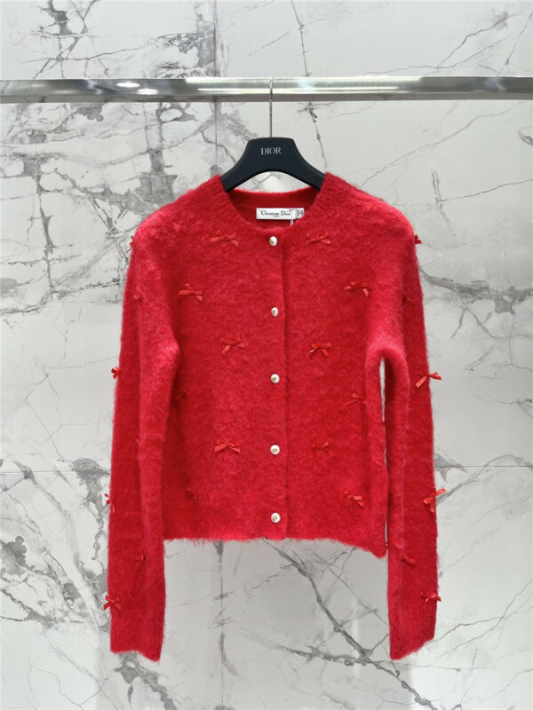 dior bow red sweater
