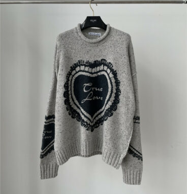 Acne Studios vintage heart jacquard pullover knit sweater