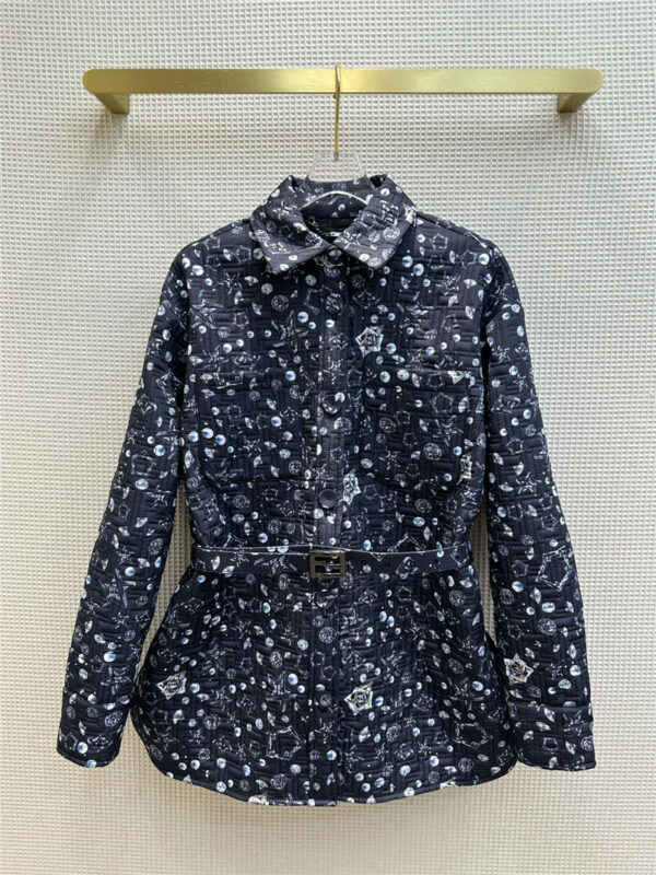 fendi FF quilted embroidered thin cotton shirt jacket