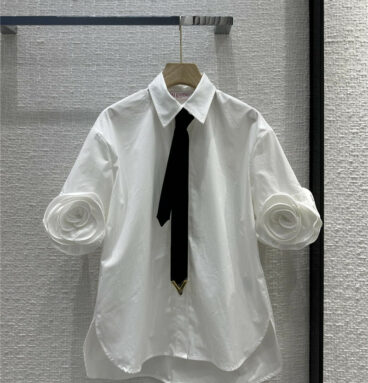 valentino three-dimensional rose short-sleeved large shirt
