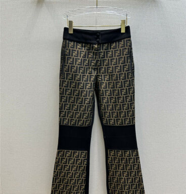 fendi double F letter print mid-rise flared jeans