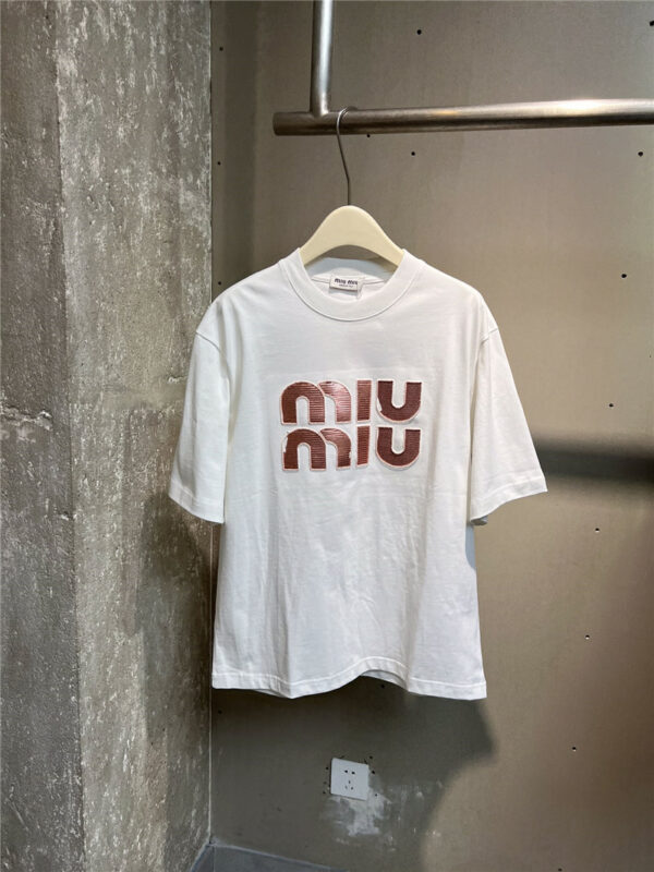 miumiu heavy industry embroidery T-shirt