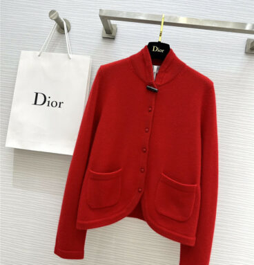 dior new handmade buttoned red knitted cashmere sweater