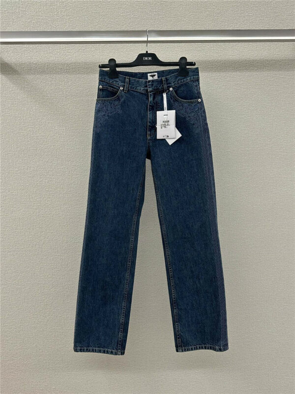 dior pocket embroidered pencil jeans