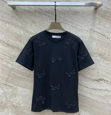 valentino beaded embroidered butterfly cotton T-shirt