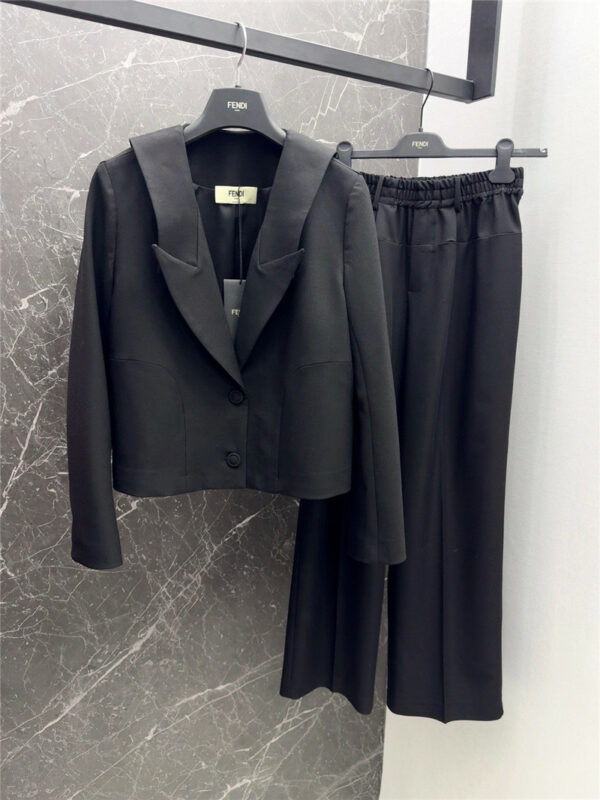 fendi lapel blazer + elastic waist casual trousers suit