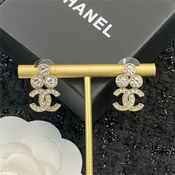 chanel new light gold double c stud earrings