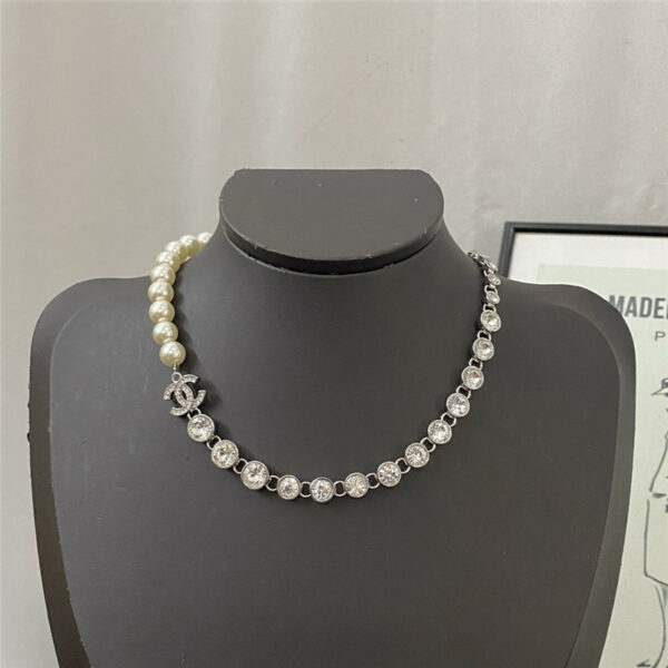 celine rhinestone pearl choker necklace
