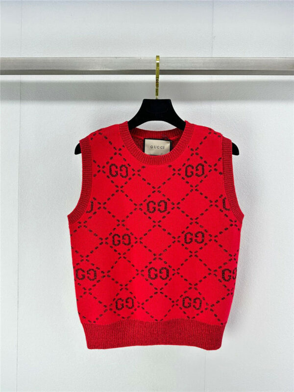 gucci knitted gold silk vest