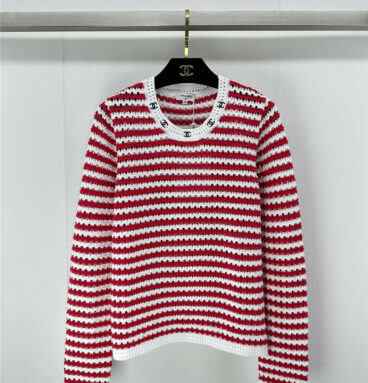chanel knitted hollow striped long sleeves