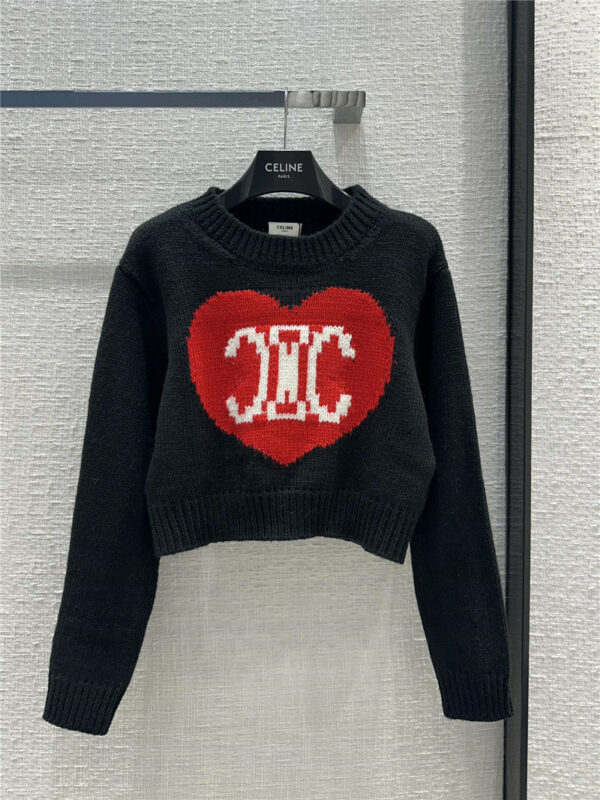celine love intarsia black sweater