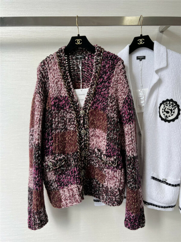 chanel chain knitted cardigan