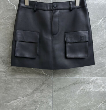 miumiu double pocket leather culottes