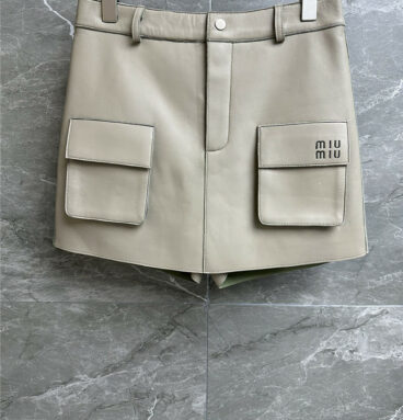 miumiu double pocket leather culottes