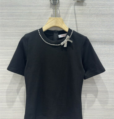 valentino bow-embellished cotton T-shirt