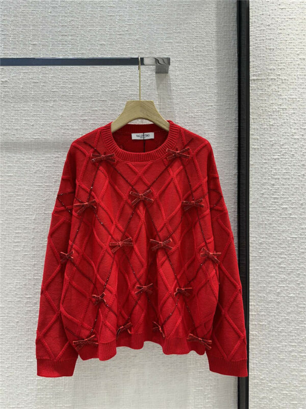 valentino new year red bow knitted sweater