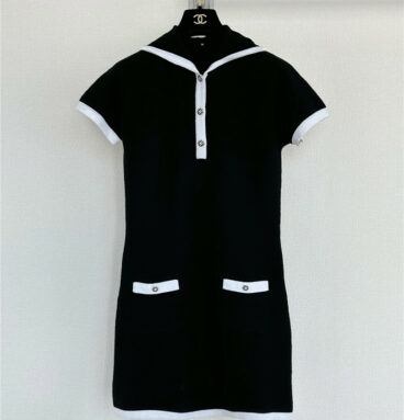 chanel color block hooded dress