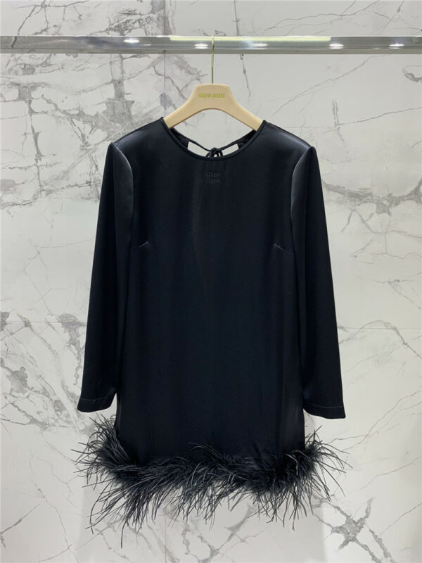 miumiu new acetate forged ostrich feather dress