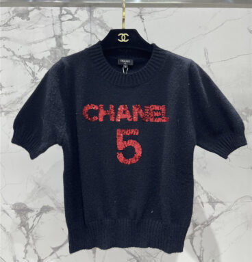 chanel wool crew neck knitted top