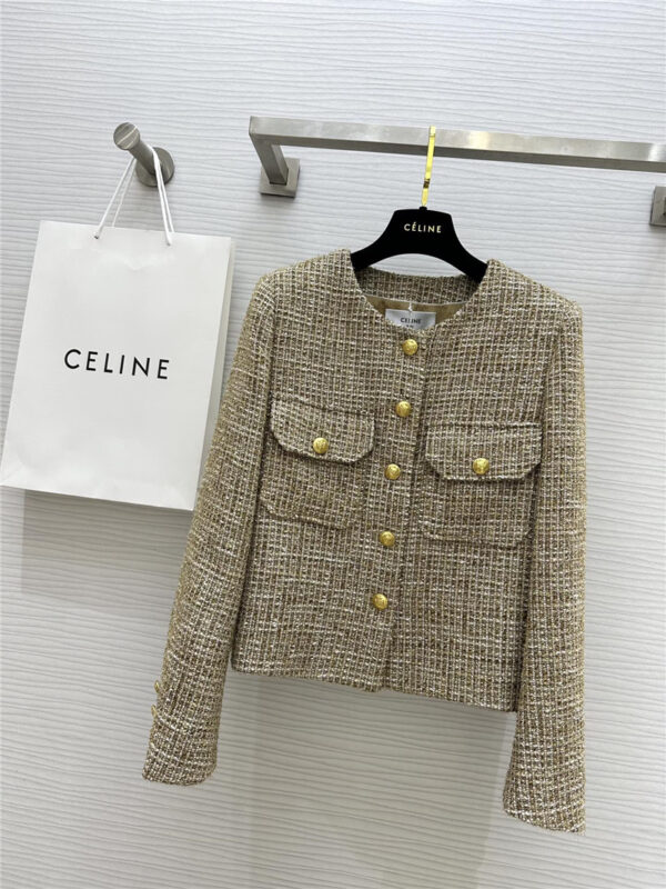 celine gold thread tweed jacket
