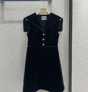 miumiu new navy collar velvet dress