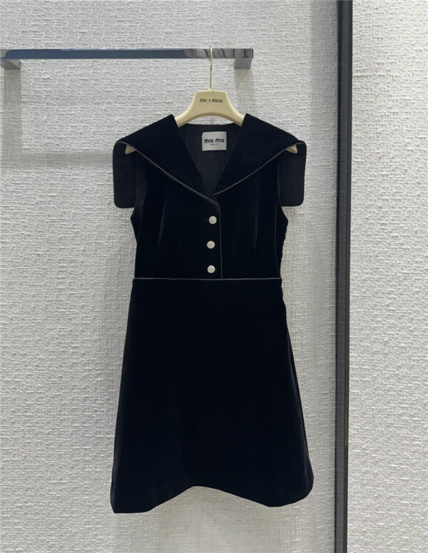 miumiu new navy collar velvet dress