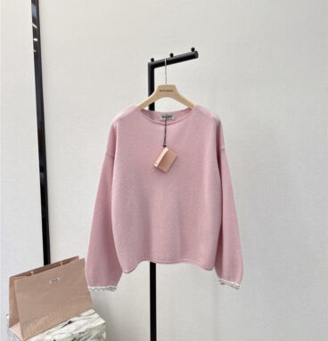 miumiu handmade beaded knitted sweater
