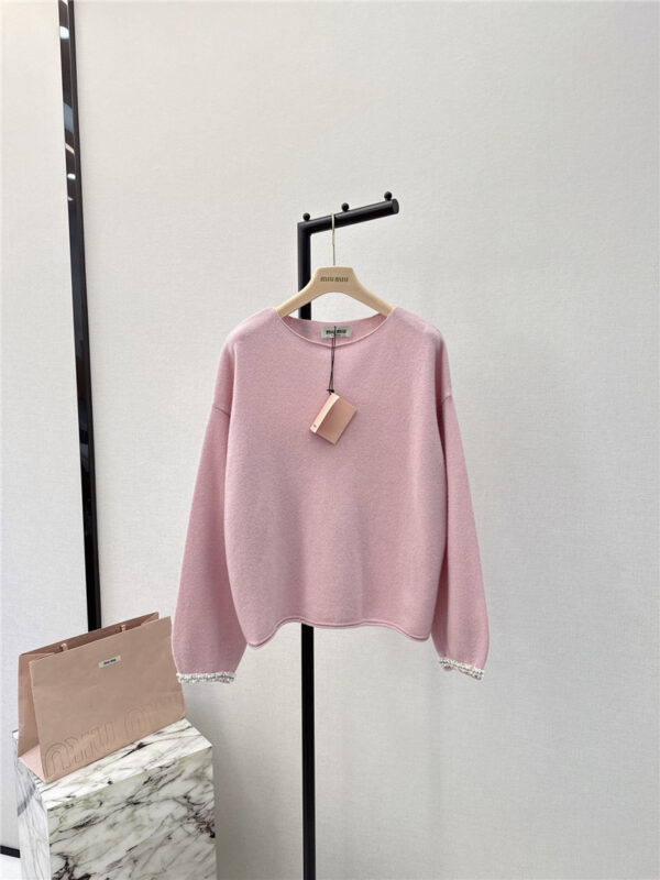 miumiu handmade beaded knitted sweater