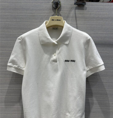 miumiu positioning embroidered letter polo shirt