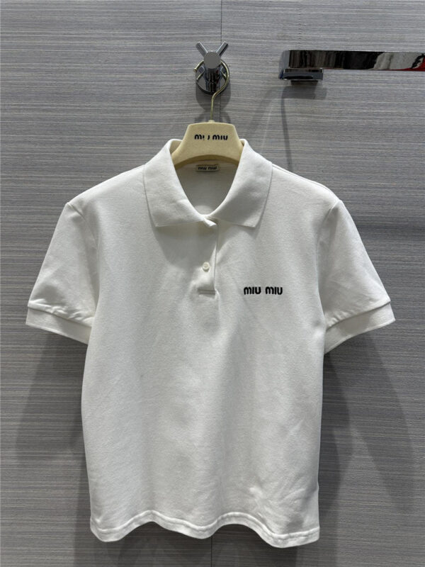 miumiu positioning embroidered letter polo shirt