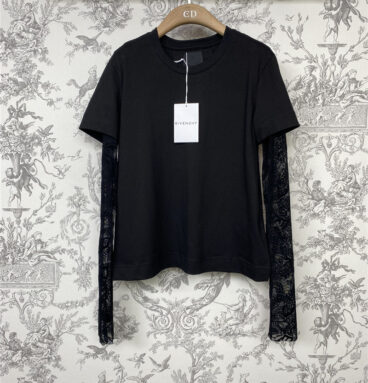 Givenchy fake two-piece mesh sleeve T-shirt