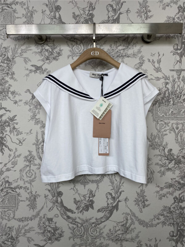 miumiu new navy collar sleeveless T-shirt