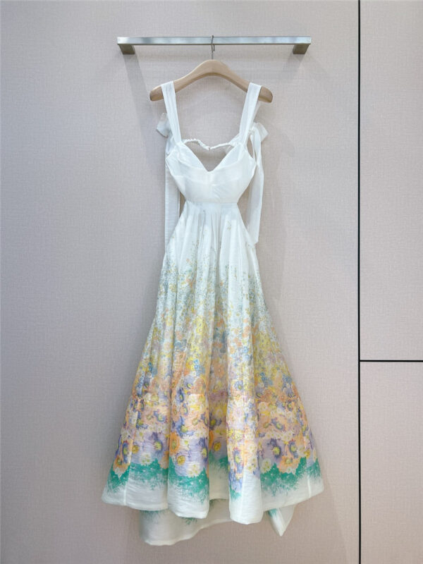 zimm floral silk and linen midi suspender skirt