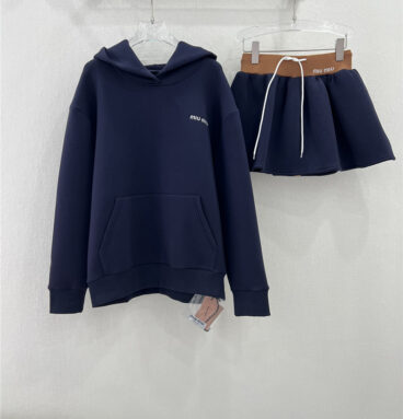 miumiu hooded sweatshirt + mini skirt set