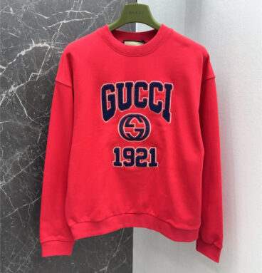 gucci letter patch embroidered hooded sweatshirt