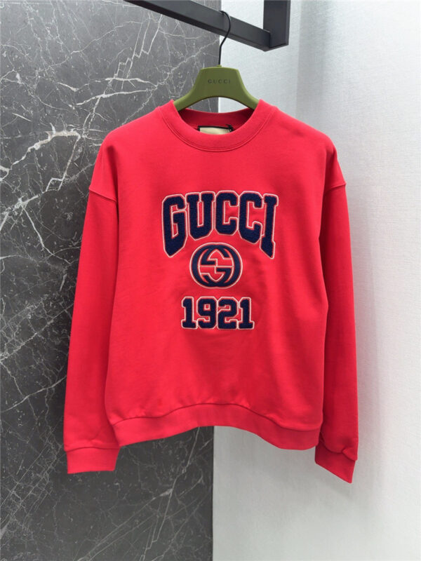 gucci letter patch embroidered hooded sweatshirt