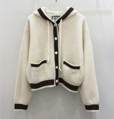 gucci double G button hooded knitted cardigan