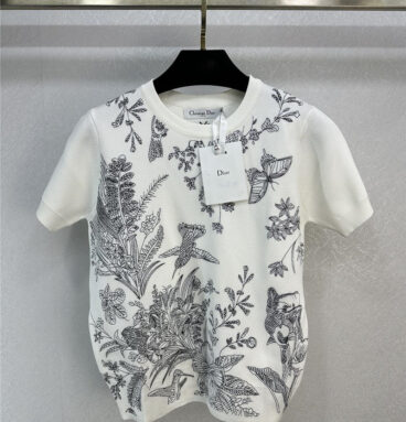dior jungle animal embroidered short sleeves