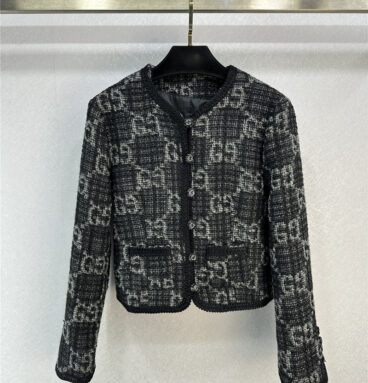 gucci embroidered short tweed jacket