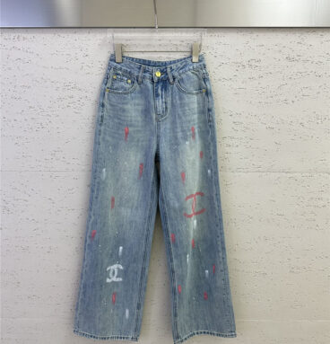 chanel new graffiti print straight jeans