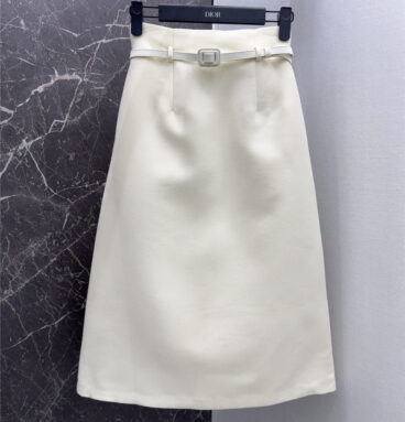 dior solid color high-waisted A-line midi skirt