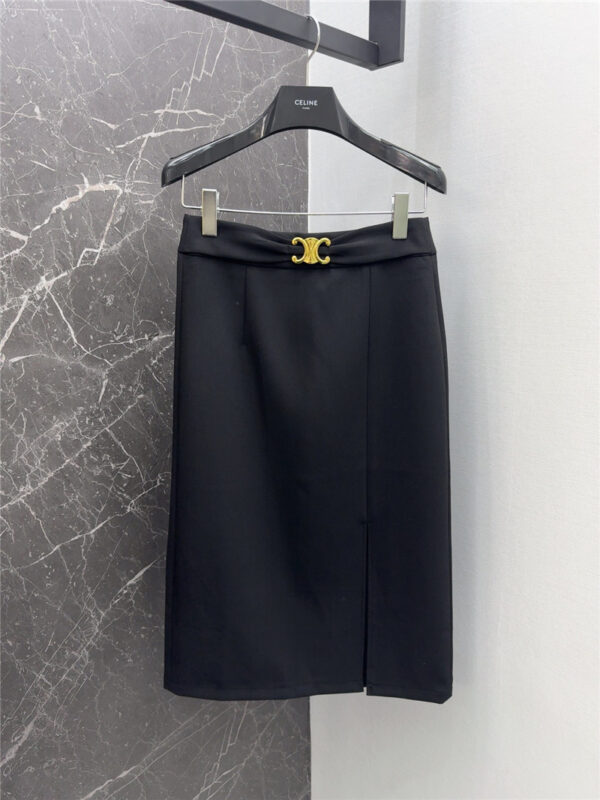 Celine's new hardware-embellished mid-length hip-hugging skirt