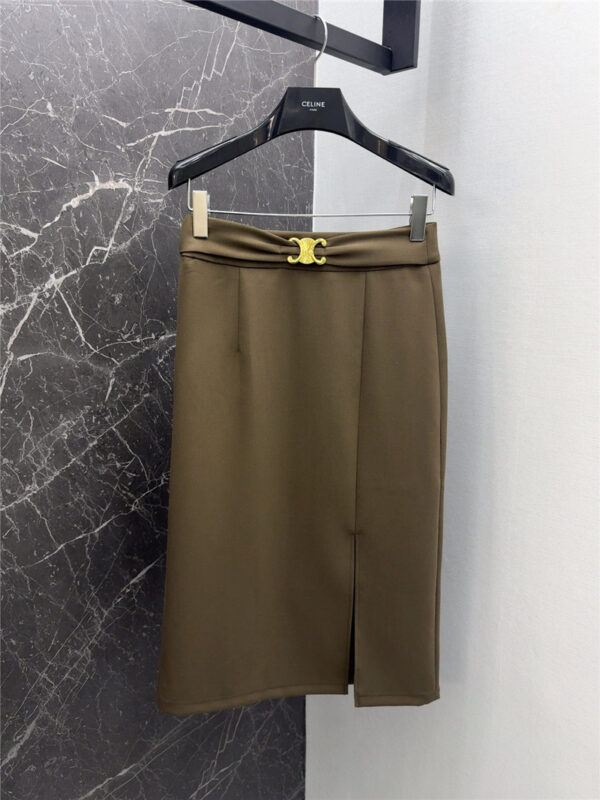 Celine's new hardware-embellished mid-length hip-hugging skirt
